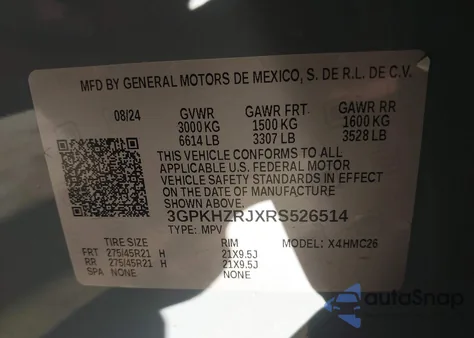 2024 Honda Prologue Elite из США, поврежденный, VIN 3GPKHZRJXRS526514